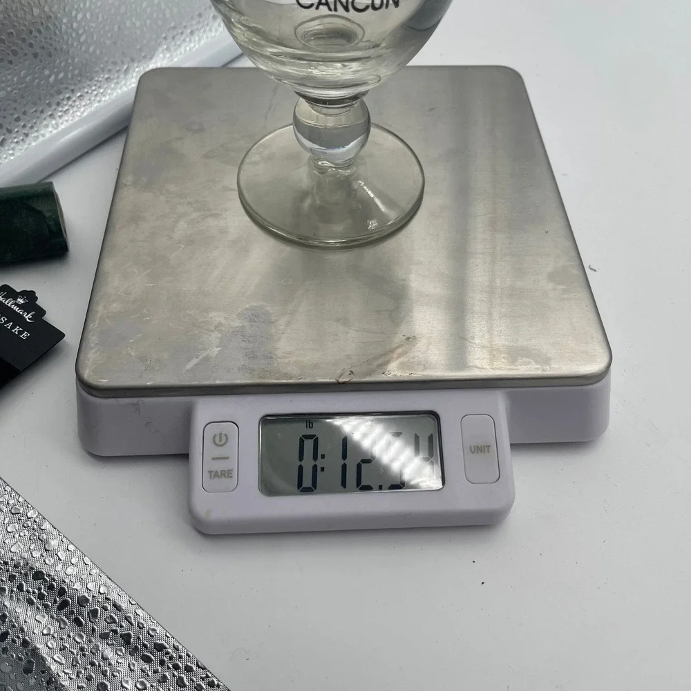 Hard Rock Cafe Cancun Hurricane Glass Souvenir Barware Drink Recipe Logo Clear